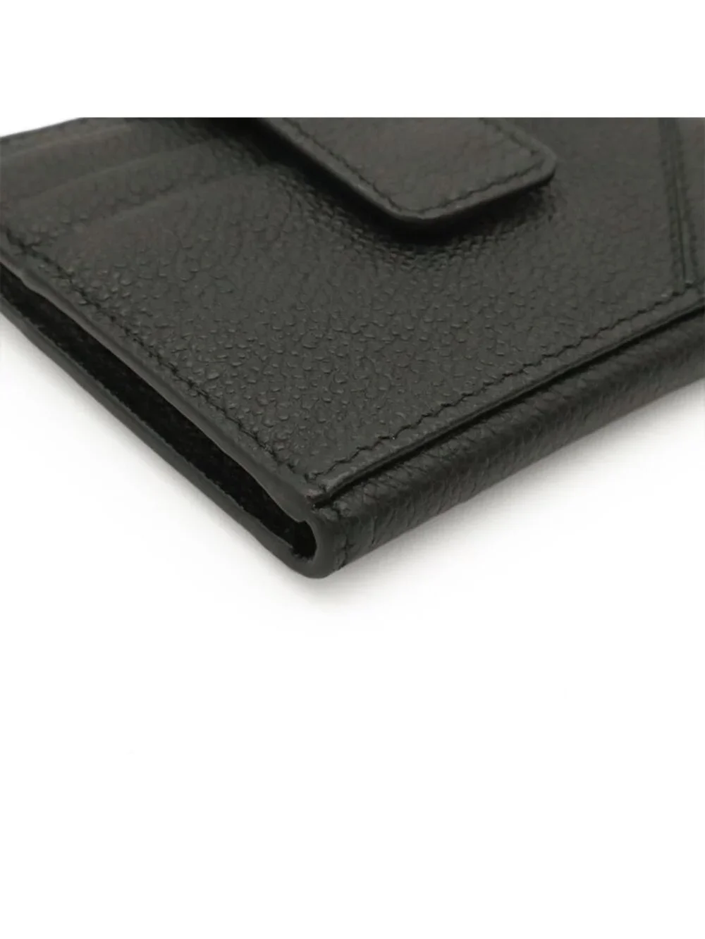 Prada Triangle Logo Card Case Business Holder Leather Nero Black Silver